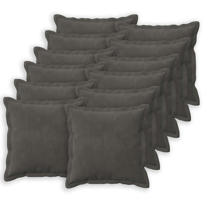 Cushion Cover 12 pcs HOUTEN Dark Grey 40 x 40 cm Velvet