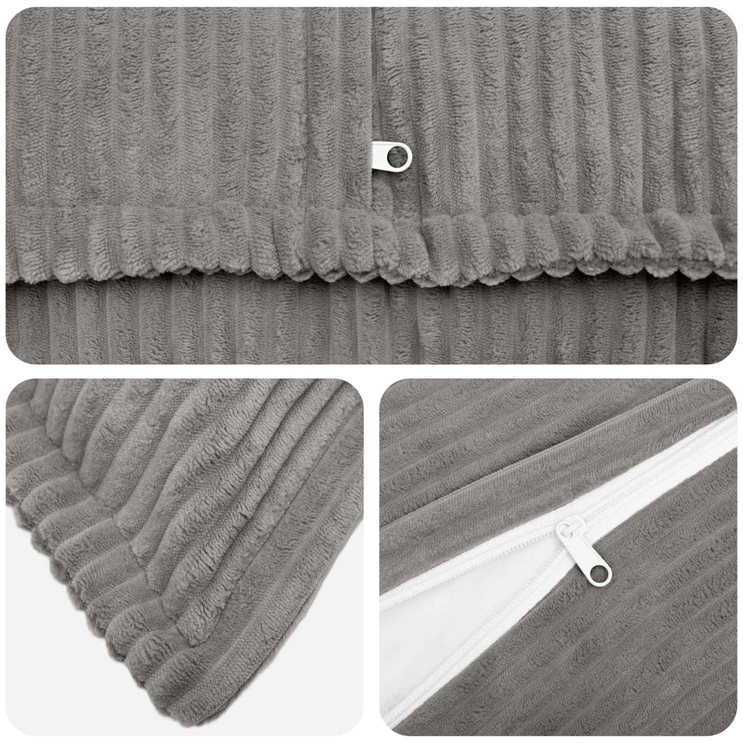 Cushion Cover 12 pcs HOUTEN Light Grey 40 x 40 cm Corduroy