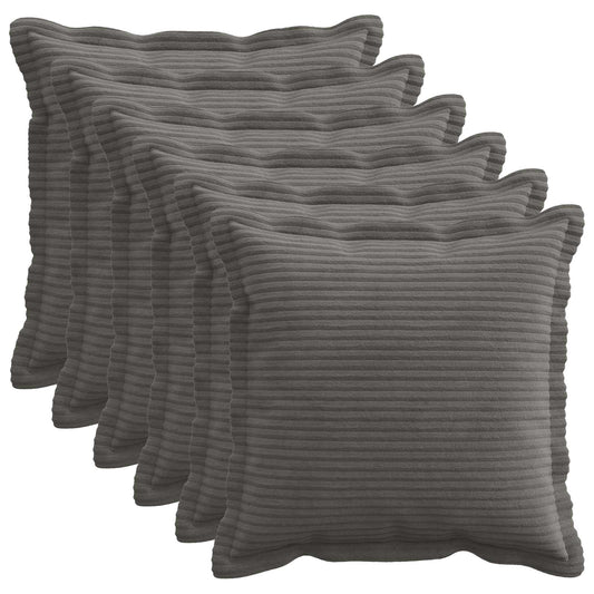 Cushion Cover 6 pcs HOUTEN Dark Grey 40 x 40 cm Corduroy
