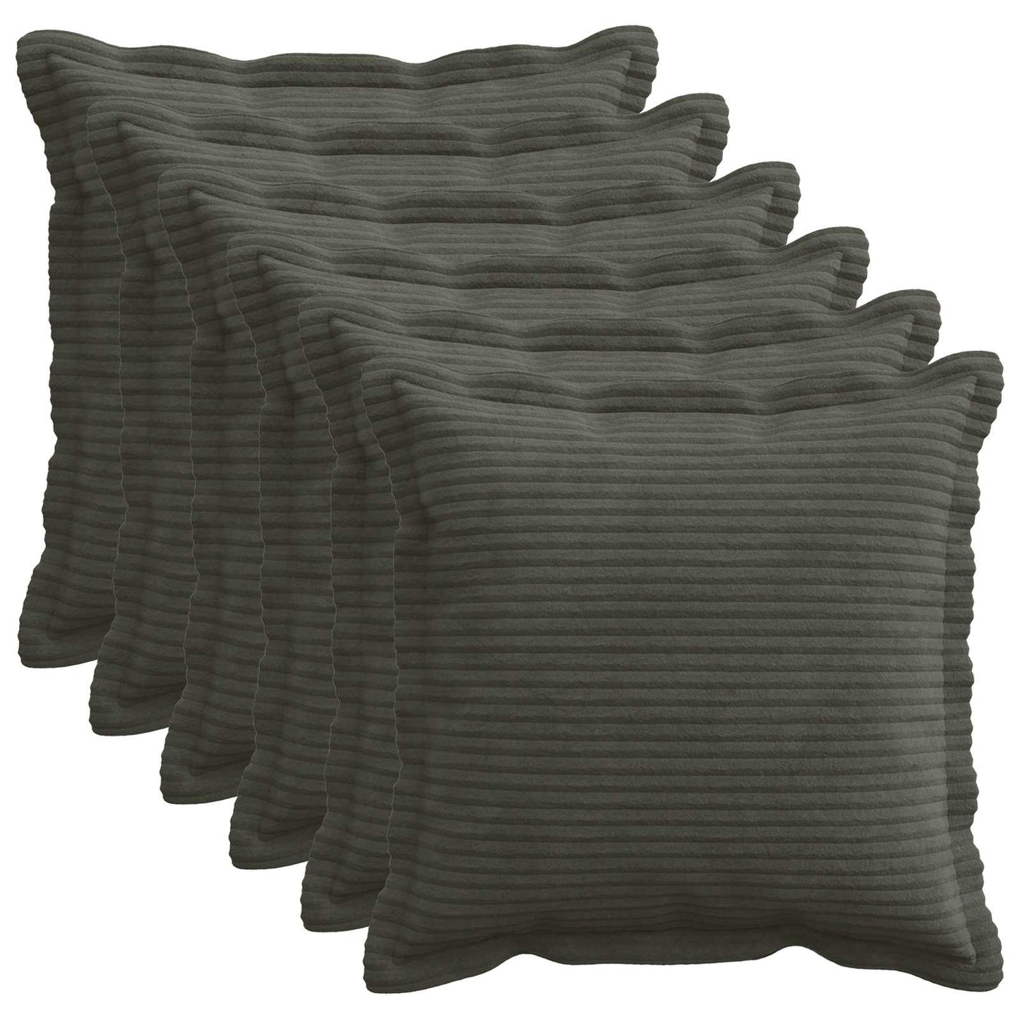 Cushion Cover 6 pcs HOUTEN Anthracite 40 x 40 cm Corduroy