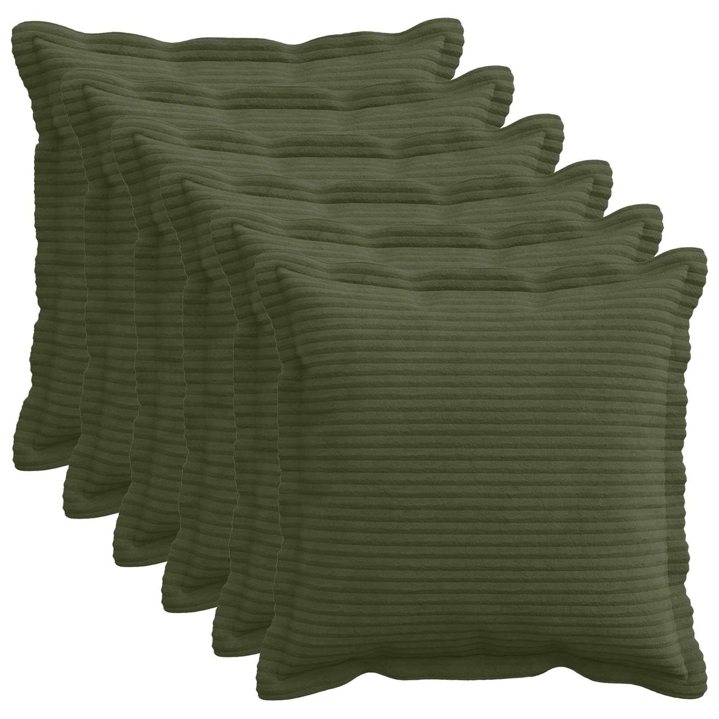 Cushion Cover 6 pcs HOUTEN Green 40 x 40 cm Corduroy