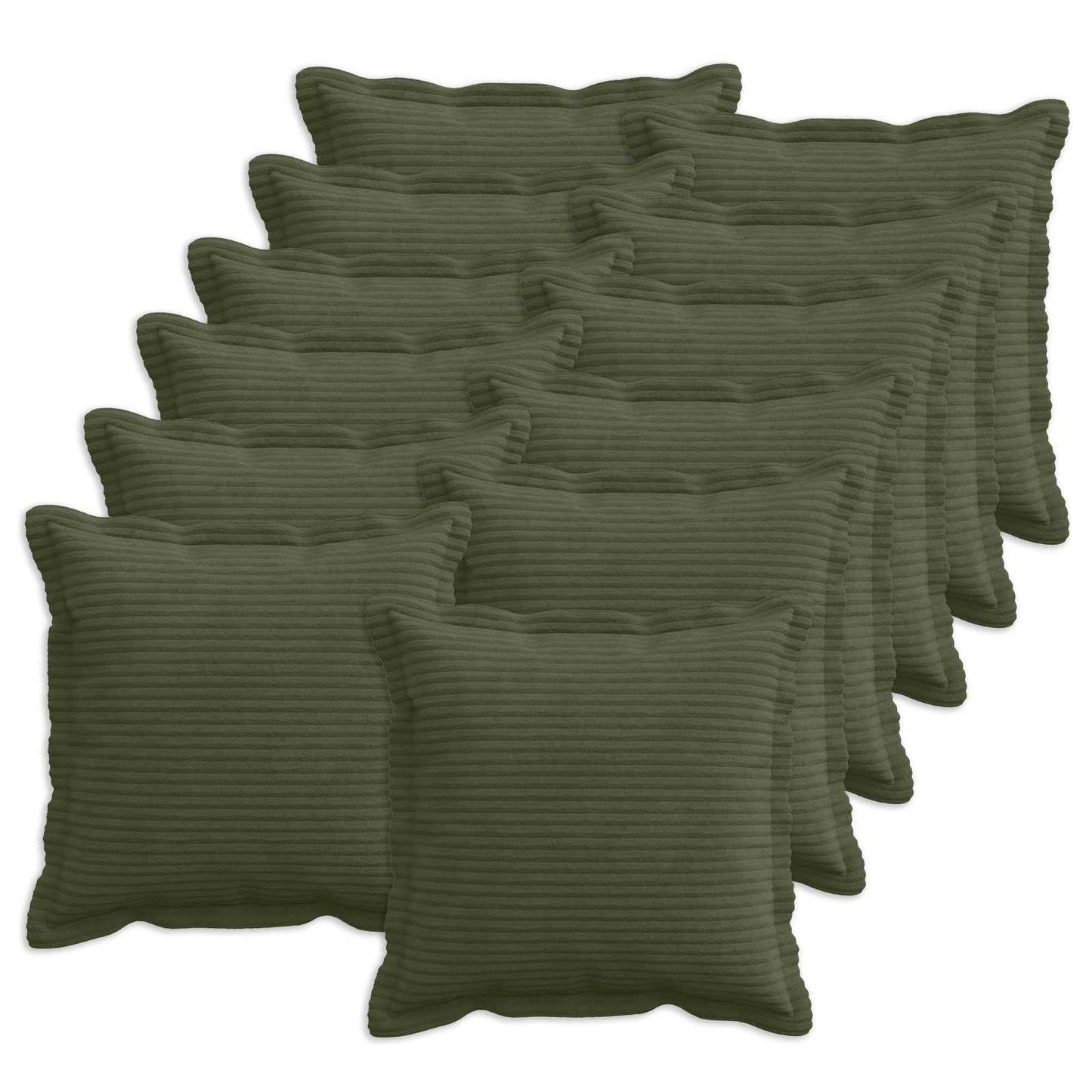 Cushion Cover 12 pcs HOUTEN Green 40 x 40 cm Corduroy