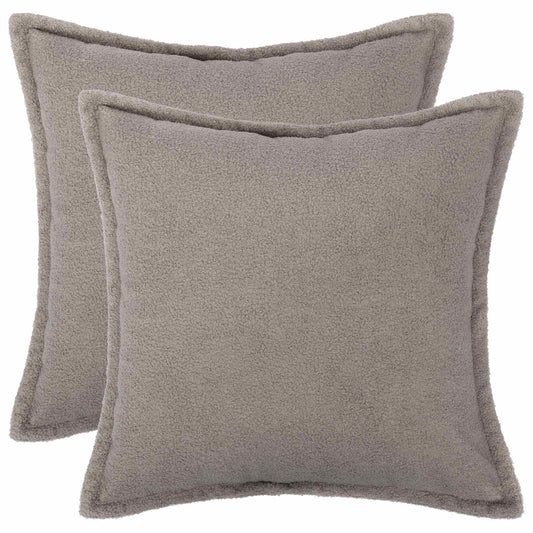 Cushion Cover 2 pcs HOUTEN Light Grey 40 x 40 cm Bouclé