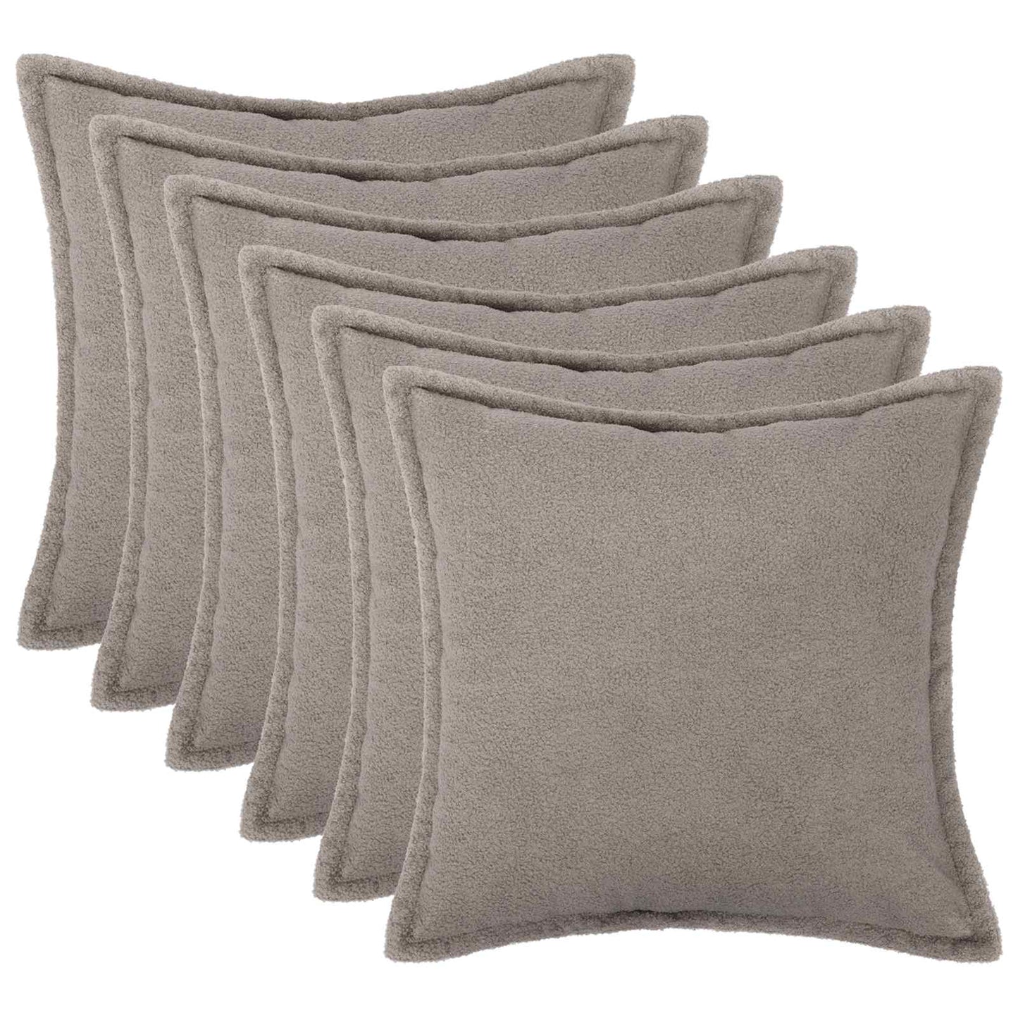 Cushion Cover 6 pcs HOUTEN Light Grey 40 x 40 cm Bouclé