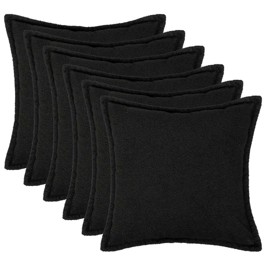 Cushion Cover 6 pcs HOUTEN Black 40 x 40 cm Bouclé