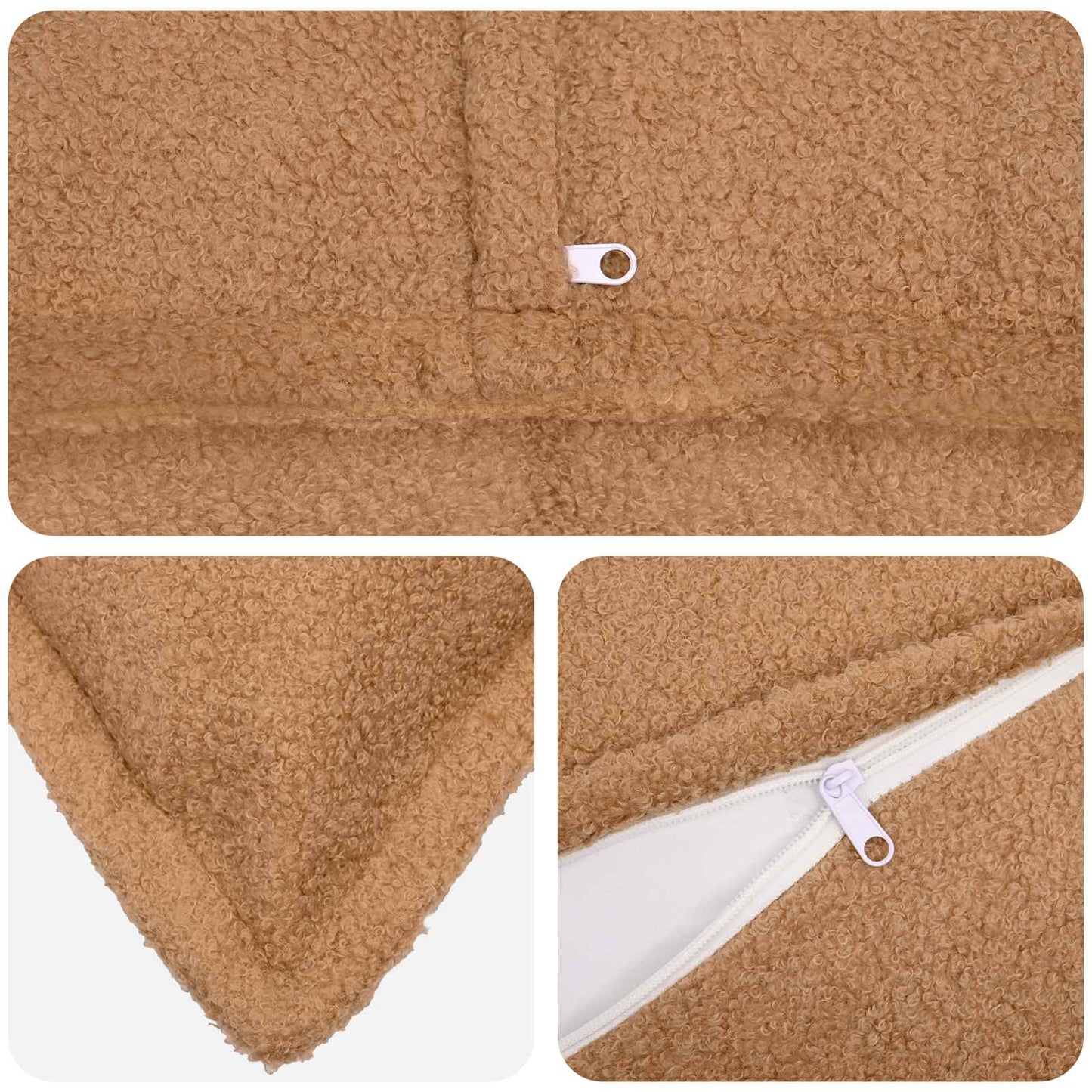 Cushion Cover 2 pcs HOUTEN Beige 40 x 40 cm Bouclé