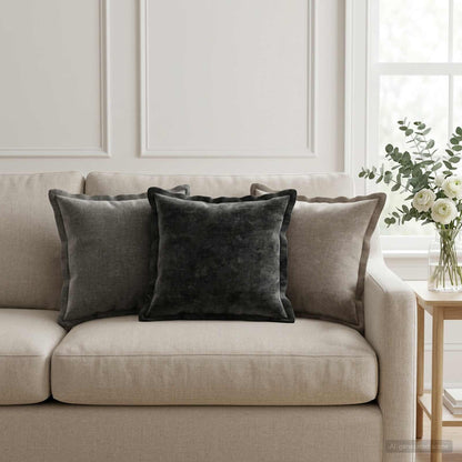 Cushion Cover 2 pcs HOUTEN Dark Grey 35 x 35 cm Chenille Fabric
