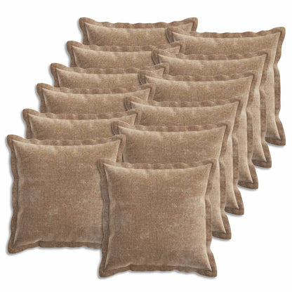 Cushion Cover 12 pcs HOUTEN Brown 40 x 40 cm Chenille Fabric