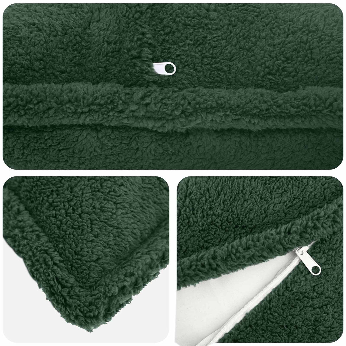 Cushion Cover 2 pcs HOUTEN Dark Green 40 x 40 cm Bouclé
