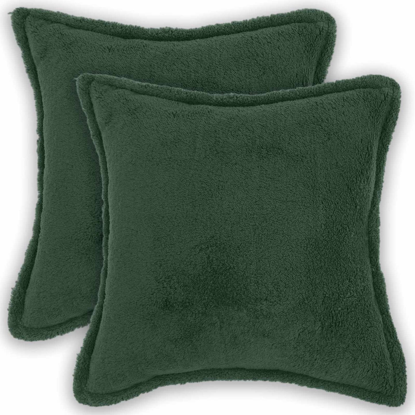 Cushion Cover 2 pcs HOUTEN Dark Green 40 x 40 cm Bouclé