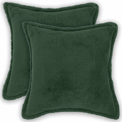 Cushion Cover 2 pcs HOUTEN Dark Green 40 x 40 cm Bouclé
