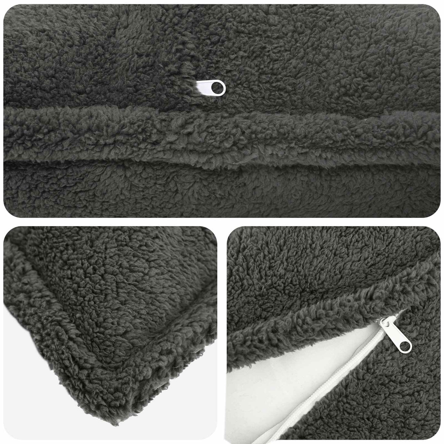 Cushion Cover 2 pcs HOUTEN Dark Grey 40 x 40 cm Bouclé