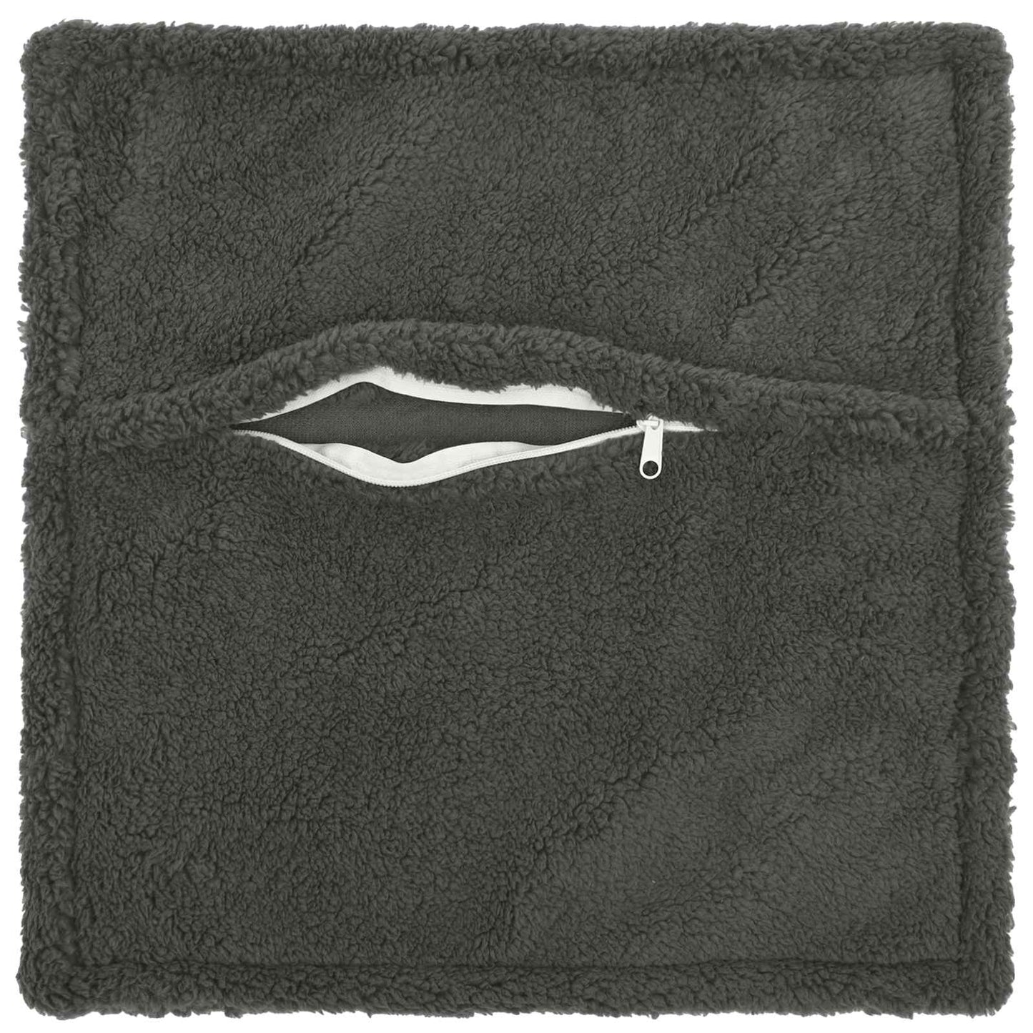 Cushion Cover 2 pcs HOUTEN Dark Grey 40 x 40 cm Bouclé