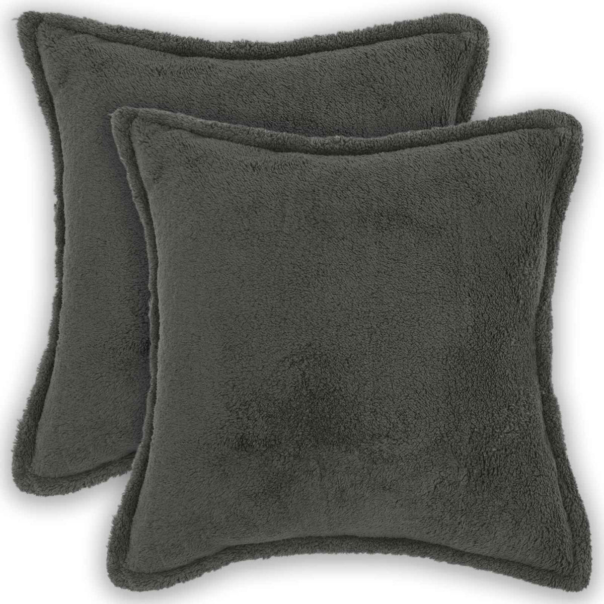 Cushion Cover 2 pcs HOUTEN Dark Grey 40 x 40 cm Bouclé