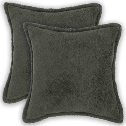 Cushion Cover 2 pcs HOUTEN Dark Grey 40 x 40 cm Bouclé