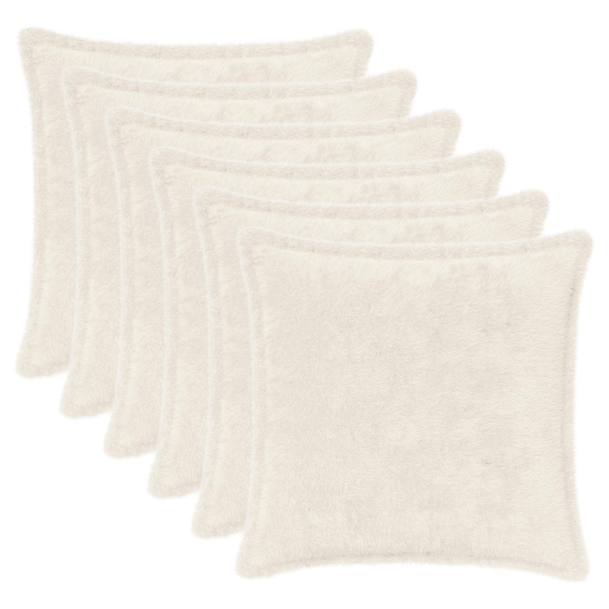 Cushion Cover 6 pcs HOUTEN White 40 x 40 cm Faux Rabbit Fur