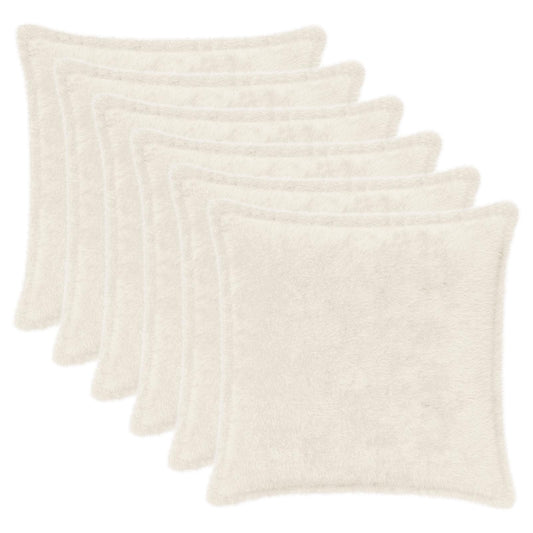 Cushion Cover 6 pcs HOUTEN White 40 x 40 cm Faux Rabbit Fur