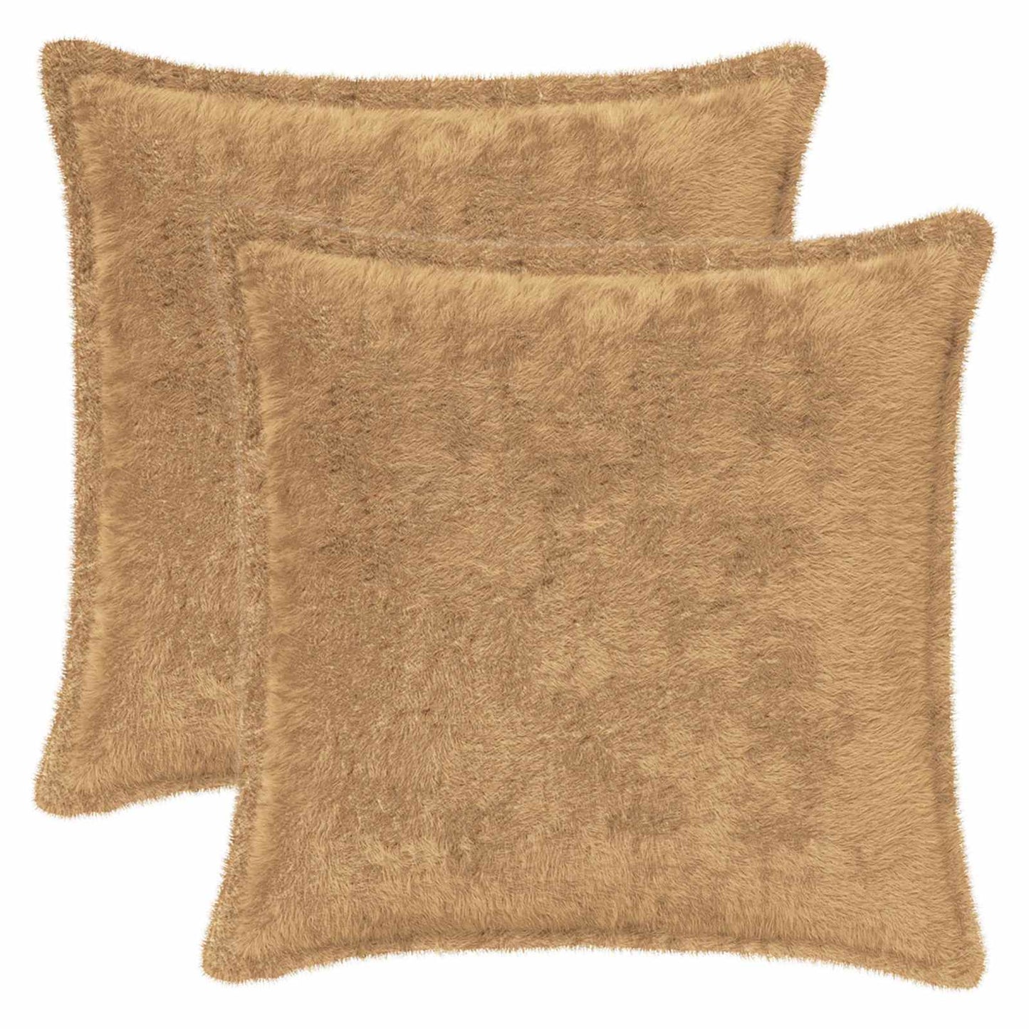Cushion Cover 2 pcs HOUTEN Taupe 40 x 40 cm Faux Rabbit Fur