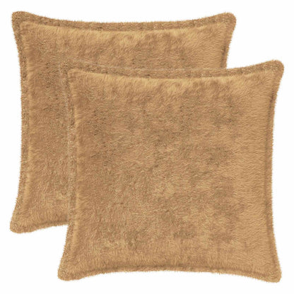 Cushion Cover 2 pcs HOUTEN Taupe 40 x 40 cm Faux Rabbit Fur