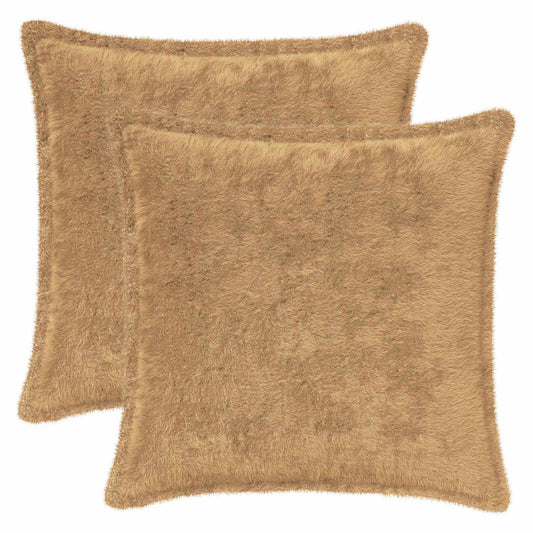 Cushion Cover 2 pcs HOUTEN Taupe 40 x 40 cm Faux Rabbit Fur