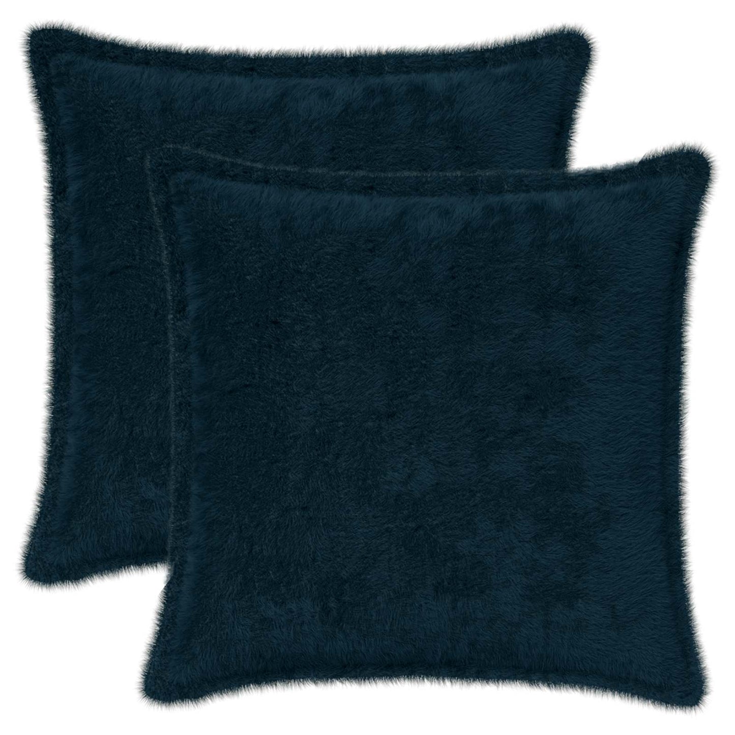 Cushion Cover 2 pcs HOUTEN Navy Blue 40 x 40 cm Faux Rabbit Fur