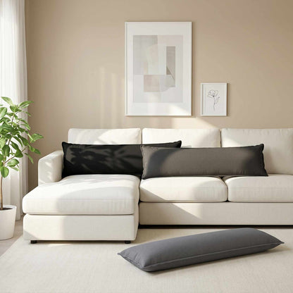 Cushion with Pillow HOUTEN Light Grey 40 x 145 cm Faux Linen
