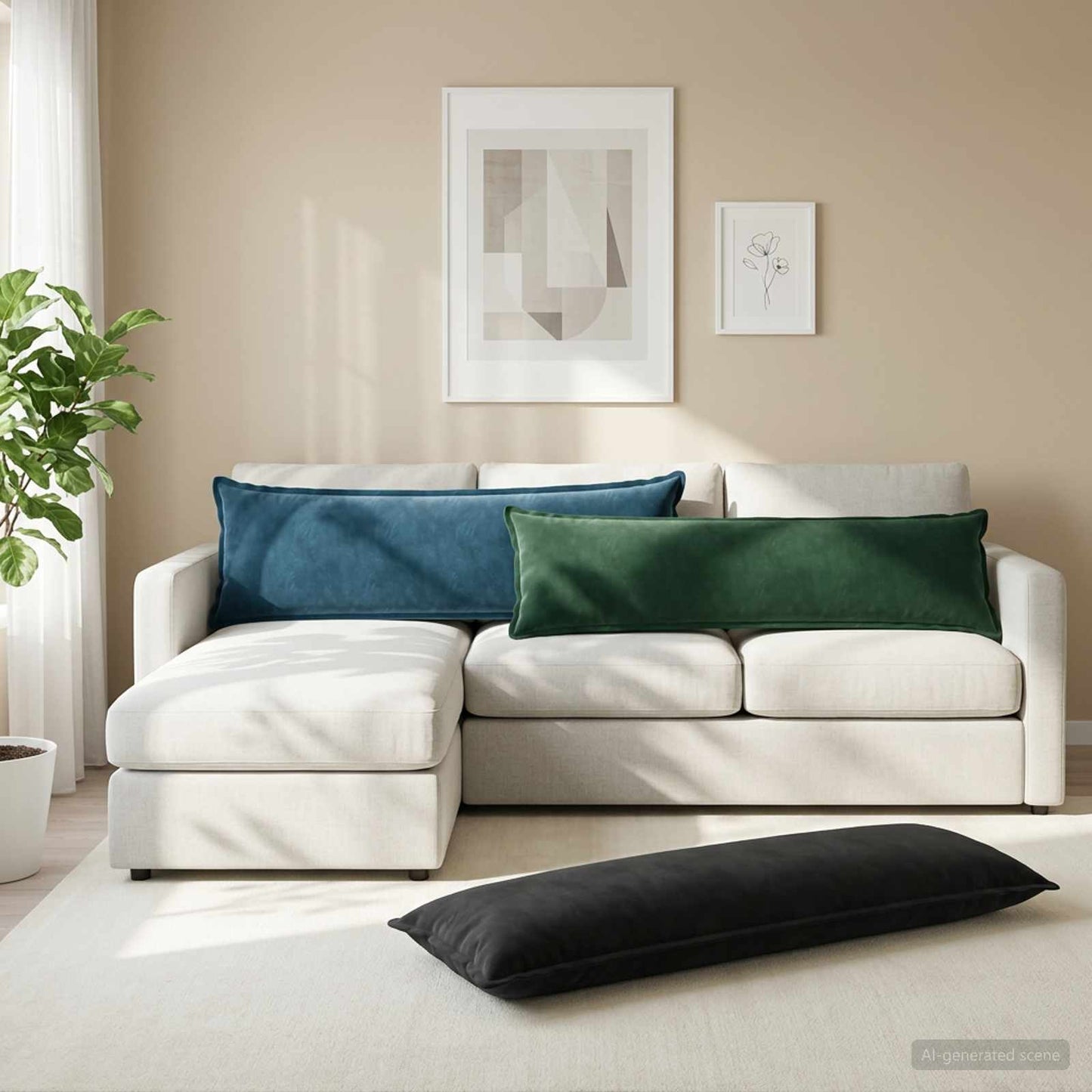 Cushion Cover HOUTEN Blue 40 x 145 cm Velvet