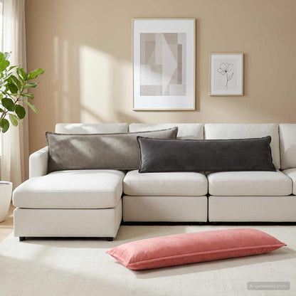 Cushion Cover HOUTEN Light Grey 40 x 145 cm Velvet