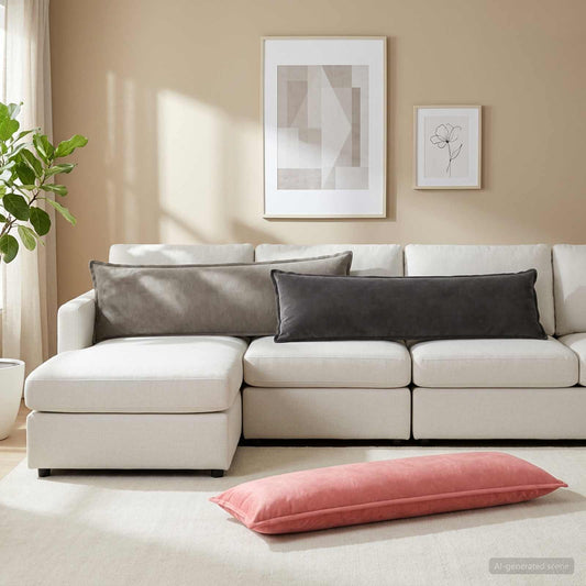 Cushion with Pillow HOUTEN Light Grey 40 x 145 cm Velvet