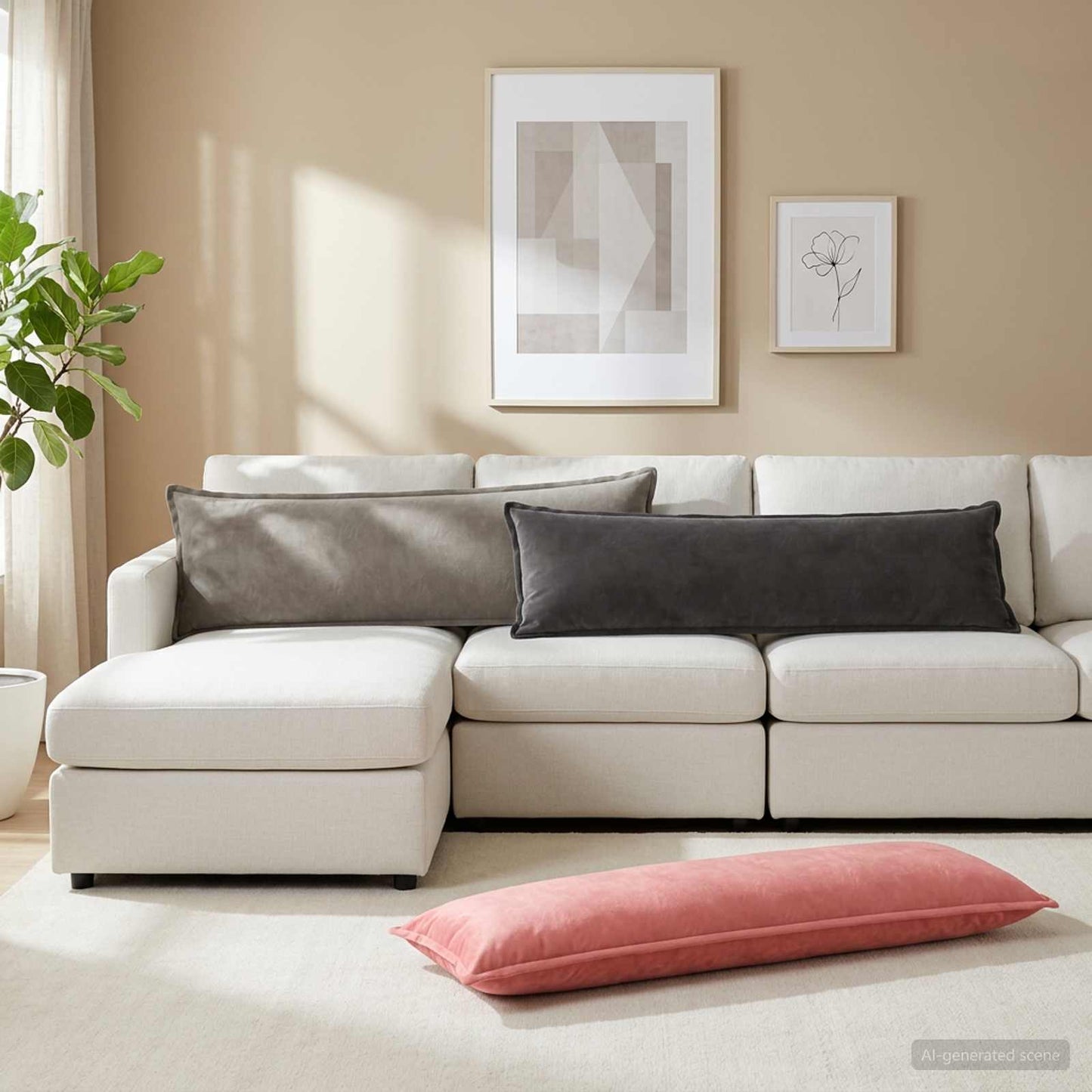 Cushion Cover HOUTEN Dark Grey 40 x 145 cm Velvet