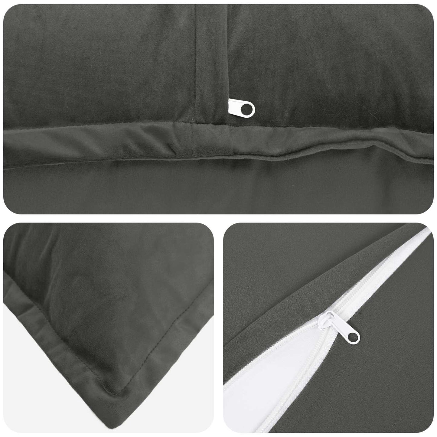 Cushion Cover HOUTEN Dark Grey 40 x 145 cm Velvet