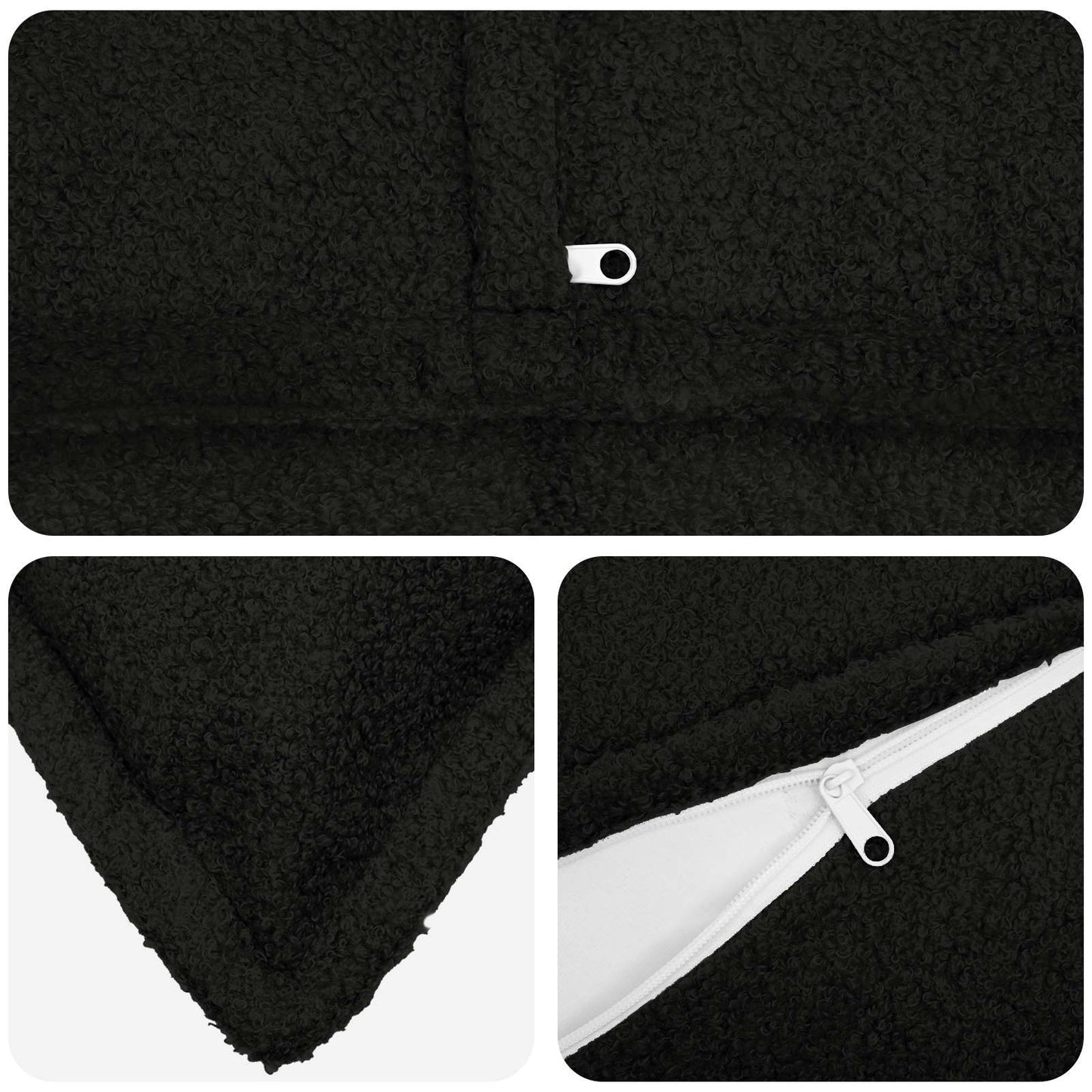 Cushion Cover 2 pcs HOUTEN Black 40 x 145 cm Bouclé