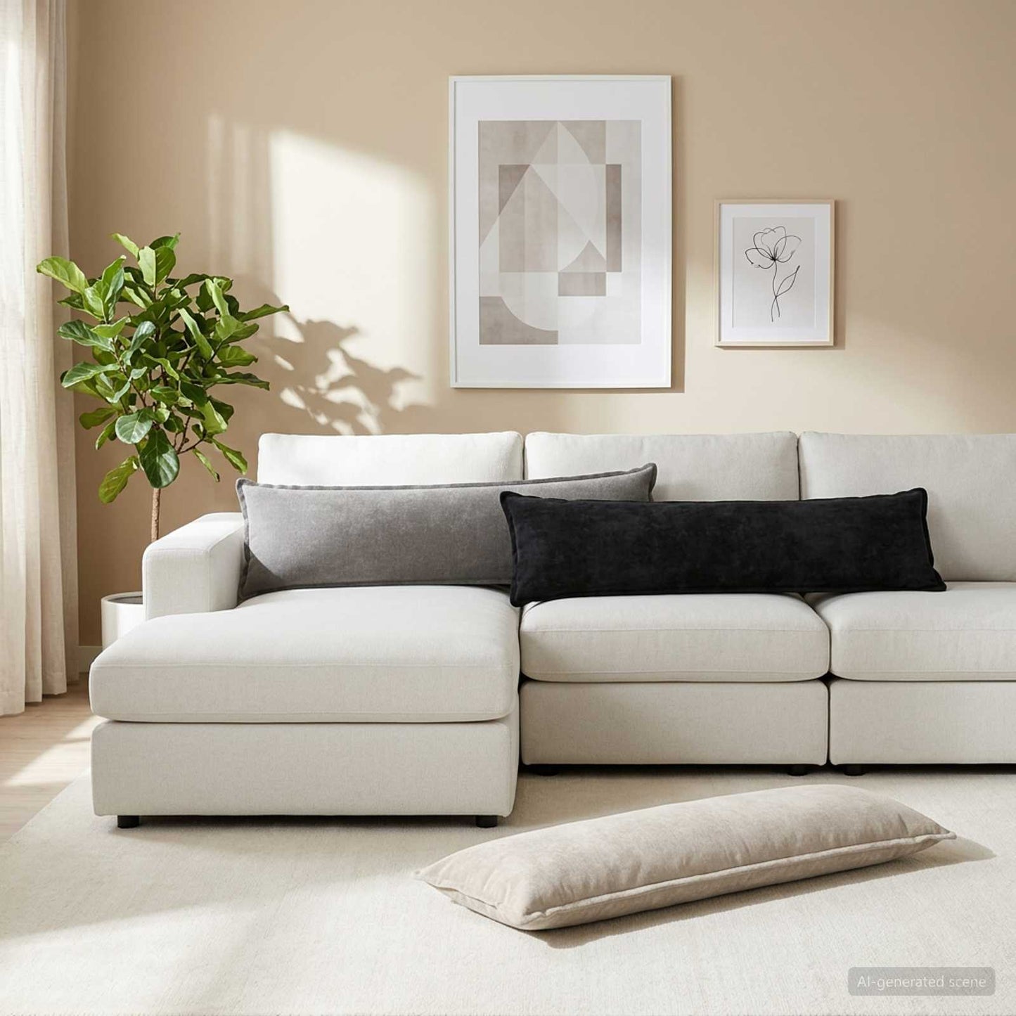 Cushion Cover HOUTEN Light Grey 40 x 145 cm Chenille Fabric