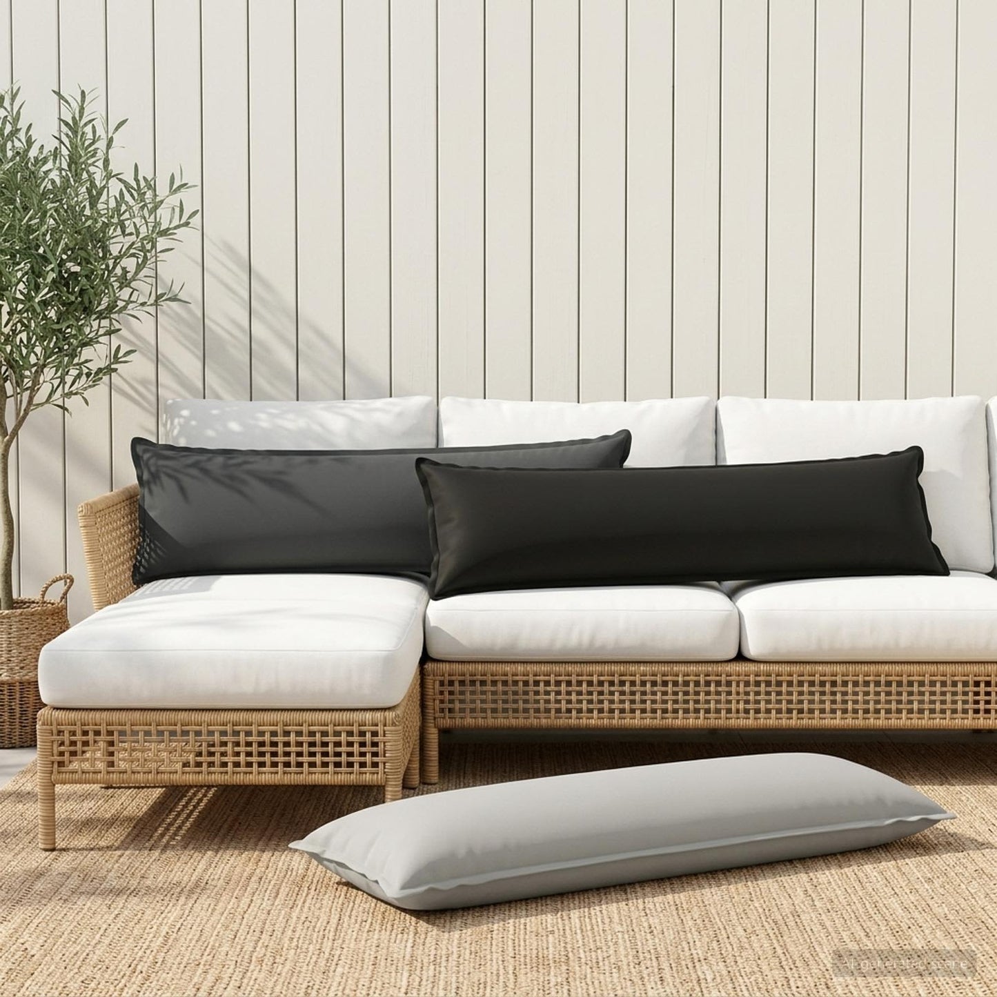 Cushion Cover HOUTEN Black 40 x 145 cm Polyester