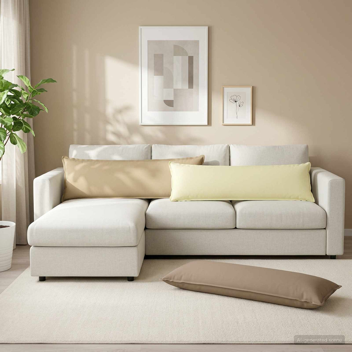 Cushion with Pillow HOUTEN Cream 40 x 145 cm Polyester