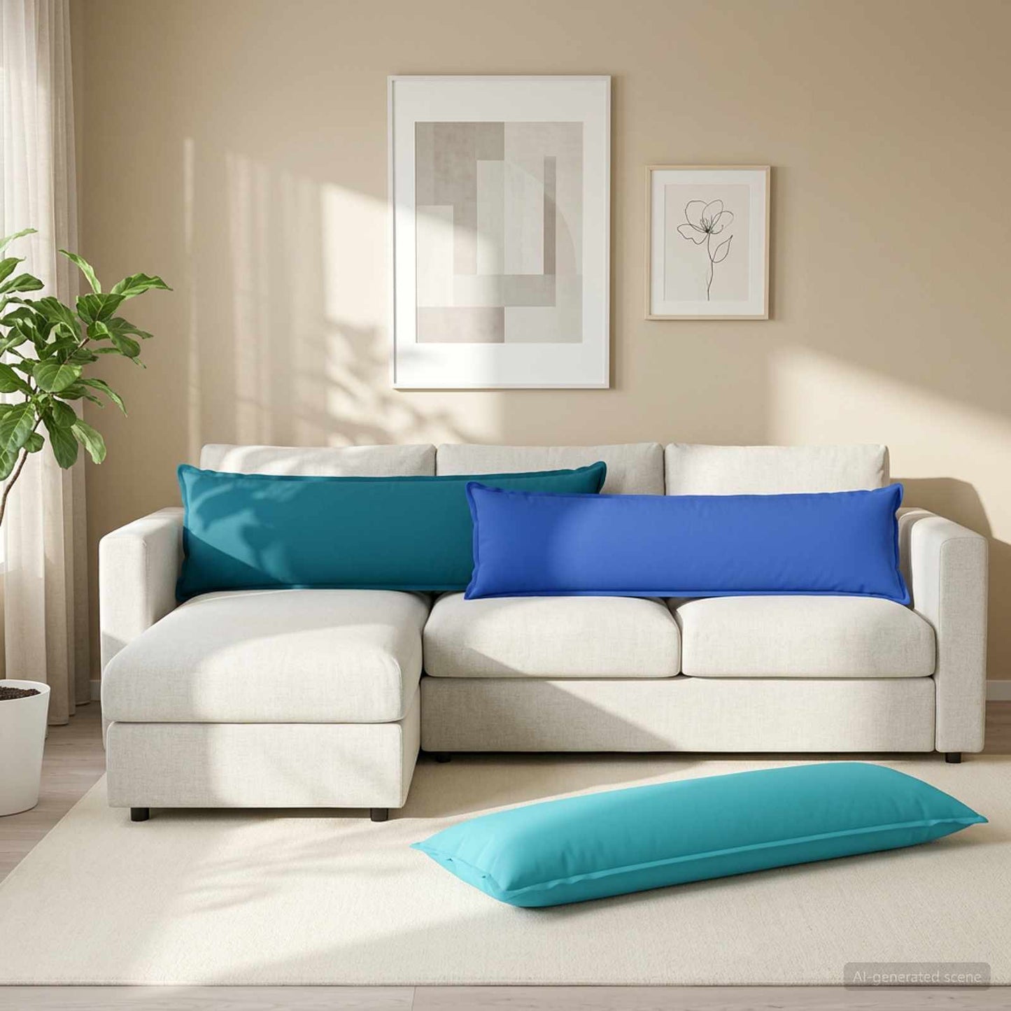 Cushion Cover 2 pcs HOUTEN Light Blue 40 x 145 cm Polyester
