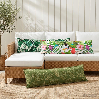Cushion Cover 2 pcs HOUTEN Leaf Pattern 40 x 145 cm Polyester