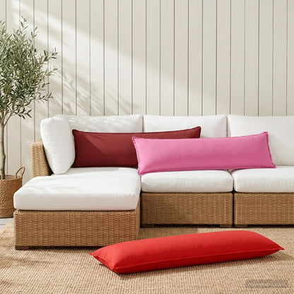 Cushion Cover 2 pcs HOUTEN Wine Red 40 x 145 cm Polyester