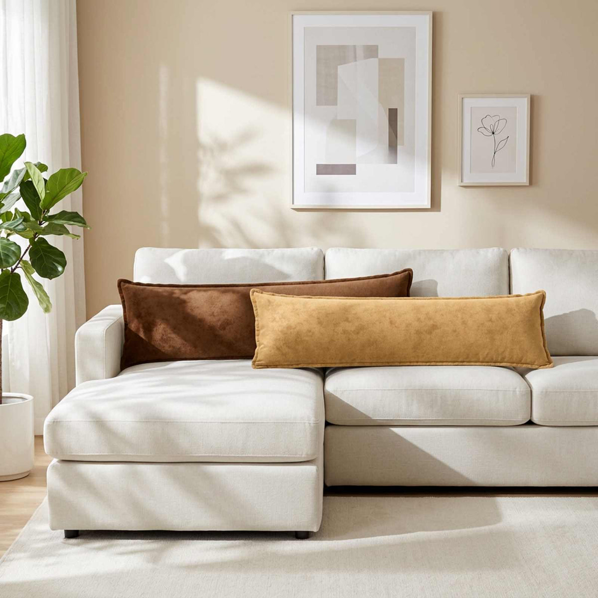 Cushion Cover HOUTEN Taupe 40 x 145 cm Flannel