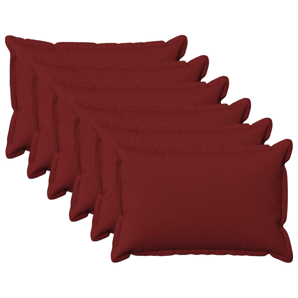 Cushion Cover 6 pcs HOUTEN Wine Red 40 x 60 cm Faux Linen