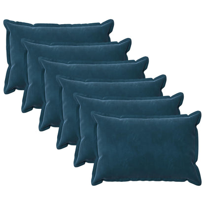 Cushion Cover 6 pcs HOUTEN Blue 40 x 60 cm Velvet