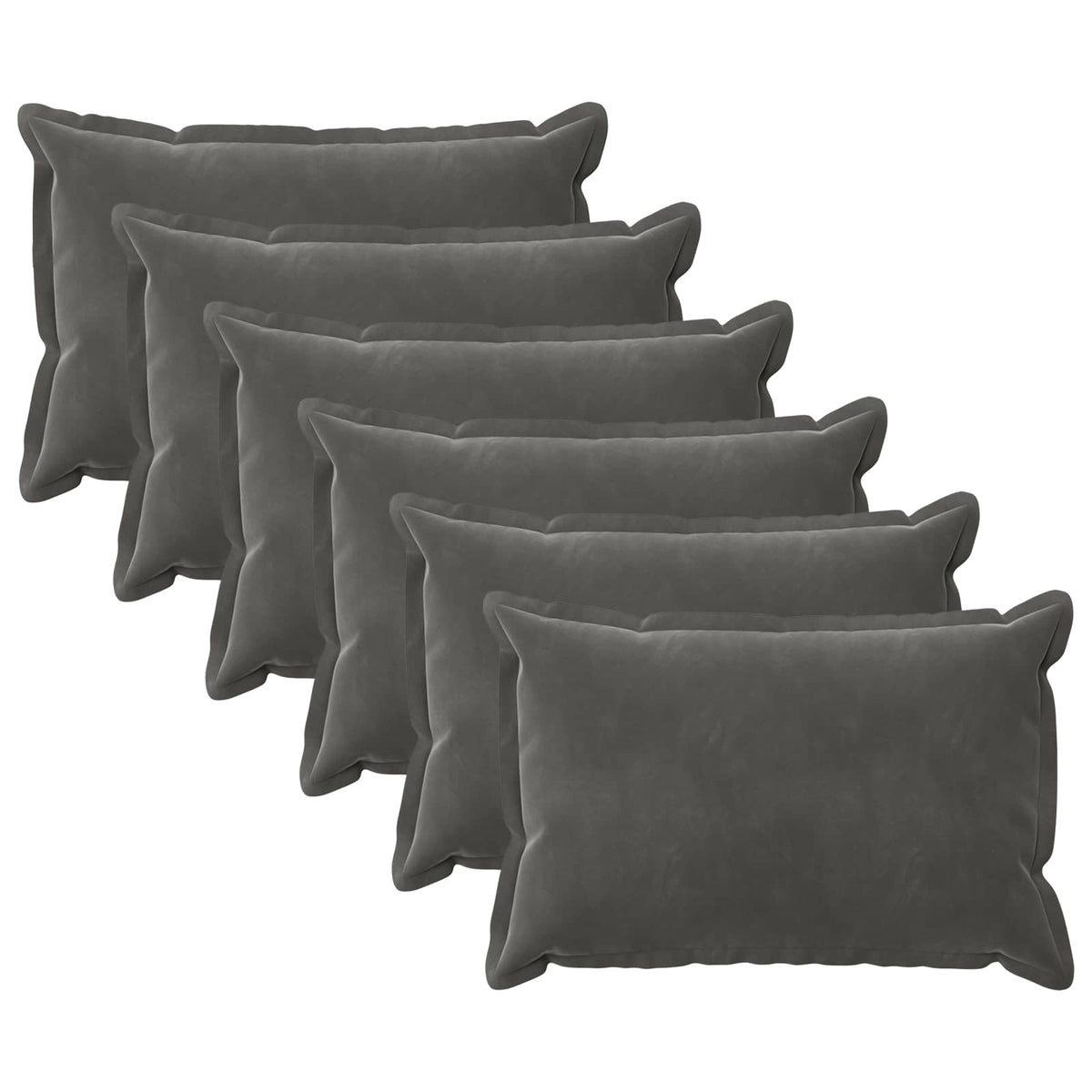 Cushion Cover 6 pcs HOUTEN Dark Grey 40 x 60 cm Velvet