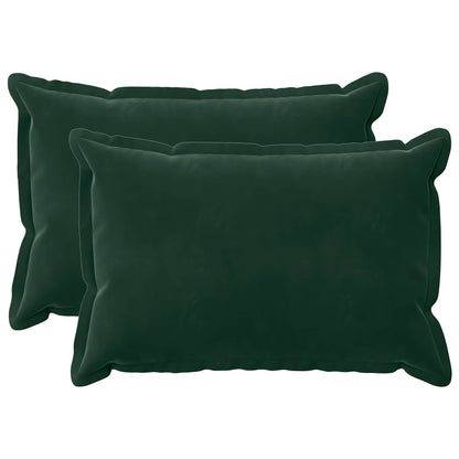 Cushion Cover 2 pcs HOUTEN Dark Green 40 x 60 cm Velvet