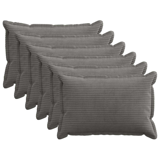 Cushion Cover 6 pcs HOUTEN Dark Grey 40 x 60 cm Corduroy