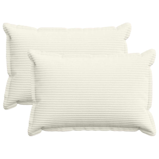 Cushion Cover 2 pcs HOUTEN Cream 40 x 60 cm Corduroy