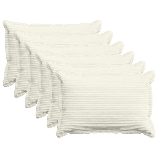 Cushion Cover 6 pcs HOUTEN Cream 40 x 60 cm Corduroy