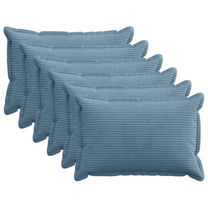 Cushion Cover 6 pcs HOUTEN Blue 40 x 60 cm Corduroy