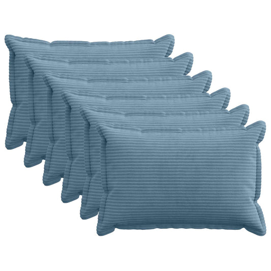 Cushion Cover 6 pcs HOUTEN Blue 40 x 60 cm Corduroy