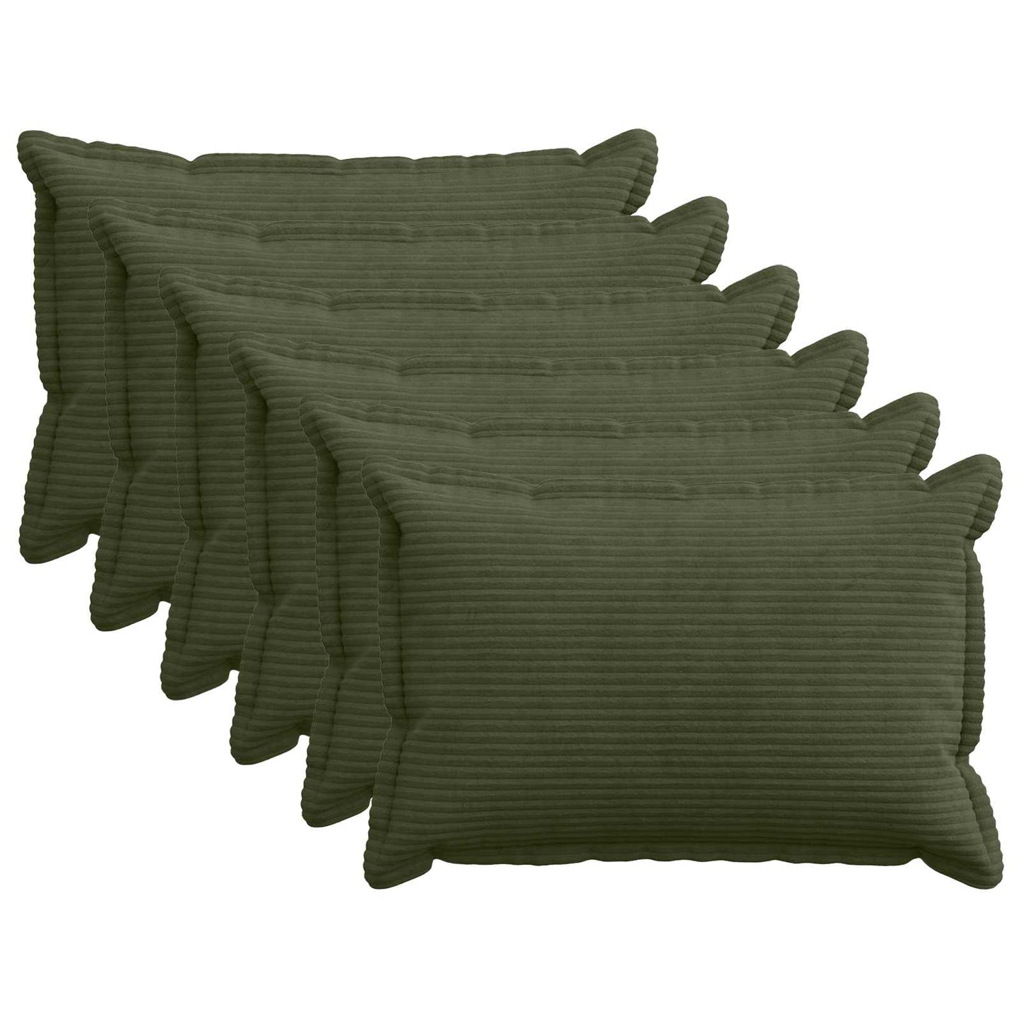 Cushion Cover 6 pcs HOUTEN Green 40 x 60 cm Corduroy