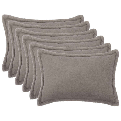 Cushion Cover 6 pcs HOUTEN Light Grey 40 x 60 cm Bouclé